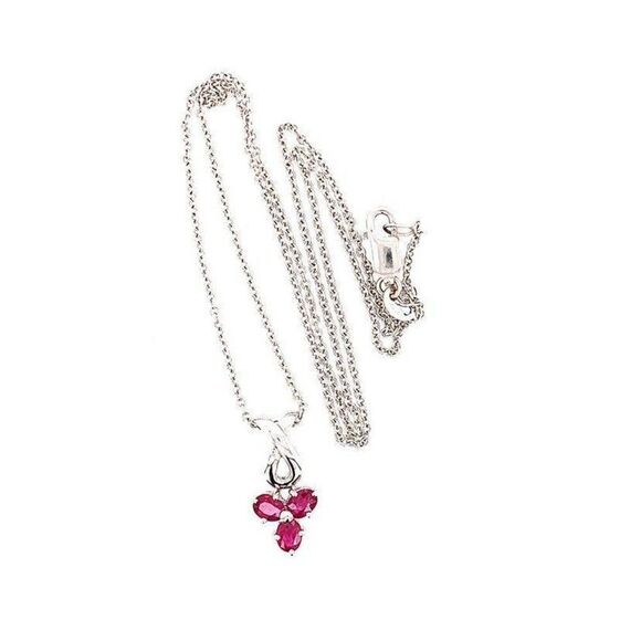 18k/14k 3-Ruby Pendant Necklace - Picture 9 of 11